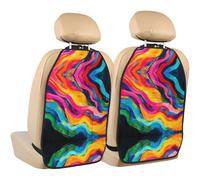 WZYWHJ Fluorescent Strips Prints Car seat Anti Kick Storage pad 2 Pieces, Multi-Functional Storage Bag seat Protector After Installation