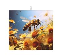 WZYWHJ flying bees daisy honey Printed Drying Mat for Kitchen : Made of sponge Water absorbent, With lanyard for hanging 18 x 16 in