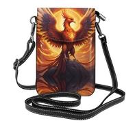 WZYWHJ Flying Phoenix printing Women's leather phone bag crossbody package with adjustable shoulder strap
