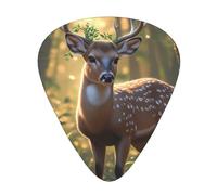 Wzywhj Forest Sika Deer Pattern Guitar Pick Easy Grip Uke Picks For Your Bass, Ukulele, Acoustic And Electric Guitar，12 Piece
