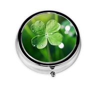 WZYWHJ Four-Leaf Clover Pattern Circular Medicine Box Storage, Portable Travel with compartments, mini Pill Dispenser