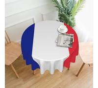 WZYWHJ French flag printing Round long tablecloth anti overflow and wrinkle resistant dining table cloth 60 inches