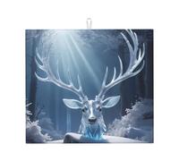 WZYWHJ Frost Crystal Antlers Prints Drying Mat for Kitchen : Made of sponge Water absorbent, With lanyard for hanging 18 x 16 in