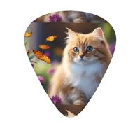 Wzywhj Funny Cats And Flowers Pattern Guitar Pick Easy Grip Uke Picks For Your Bass, Ukulele, Acoustic And Electric Guitar，12 Piece