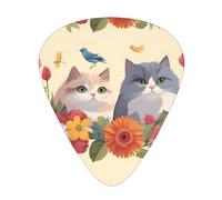 Wzywhj Funny Cats Birds And Flowers Pattern Guitar Pick Easy Grip Uke Picks For Your Bass, Ukulele, Acoustic And Electric Guitar，12 Piece