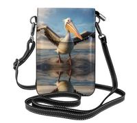 WZYWHJ funny pelican Picture Women's leather phone bag crossbody package with adjustable shoulder strap