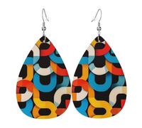 WZYWHJ Geometric Patterns Pattern Water droplet pendant earrings, leather earrings, Women's Fashion Items