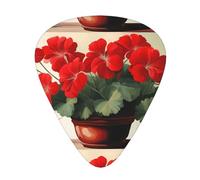 Wzywhj Geranium Potted Plant Pattern Guitar Pick Easy Grip Uke Picks For Your Bass, Ukulele, Acoustic And Electric Guitar，12 Piece