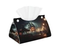 WZYWHJ Ghost Town Mania Picture Decorative storage box with rectangular leather tissue bag and bracket base