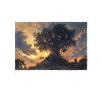 WZYWHJ Giant Tree at Dusk Pattern Placemats for Dining Table Set of 6 Table mat 12x18 in for Party Kitchen Dining Decoration Washable Easy to Clean