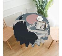 WZYWHJ Glacier and Penguin Pattern Round Decorative Tablecloth 60 in can be Washed and reused for Round Dining Table