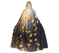 WZYWHJ Golden Ginkgo Leaf Dance Picture aldult Quality Cosplay Poncho Hooded Cloak for men and women Halloween