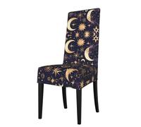 WZYWHJ Golden Stars in The Night Sky Pattern Detachable Chair Cover Quick Installation and Easy Maintenance Suitable for Square Chair Backs