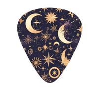 Wzywhj Golden Stars In The Night Sky Picture Guitar Pick Easy Grip Uke Picks Comfortable Feel, Ukulele, Acoustic And Electric Guitar，Guitar Plectrums 12'S