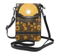 WZYWHJ Goodlooking Hello Sunshine printing Women's leather phone bag crossbody package with adjustable shoulder strap