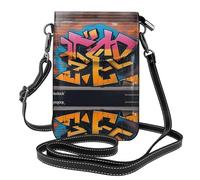 WZYWHJ Graffiti Hip Hop printing Women's leather phone bag crossbody package with adjustable shoulder strap