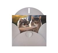 WZYWHJ Gray Holiday Greeting Card 6x4 in with Envelope for Christmas, Birthday, Valentine's Day, Party Invitation Dashing pair of cats Printed