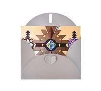 WZYWHJ Gray Holiday Greeting Card 6x4 in with Envelope for Christmas, Birthday, Valentine's Day, Party Invitation Aboriginal People Graphics Pattern