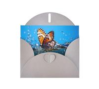 WZYWHJ Gray Holiday Greeting Card 6x4 in with Envelope for Christmas, Birthday, Valentine's Day, Party Invitation Butterfly on water Pattern