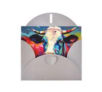 WZYWHJ Gray Holiday Greeting Card 6x4 in with Envelope for Christmas, Birthday, Valentine's Day, Party Invitation Colored Cows Picture