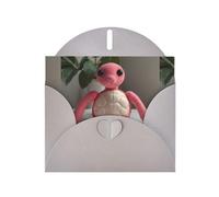 WZYWHJ Gray Holiday Greeting Card 6x4 in with Envelope for Christmas, Birthday, Valentine's Day, Party Invitation Pink turtle doll Printed