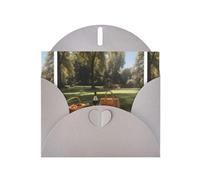 WZYWHJ Gray Holiday Greeting Card 6x4 in with Envelope for Christmas, Birthday, Valentine's Day, Party Invitation Picnic on the lawn Printed