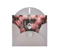 WZYWHJ Gray Holiday Greeting Card 6x4 in with Envelope for Christmas, Birthday, Valentine's Day, Party Invitation Crystal and pink tulips Printing