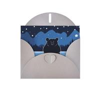 WZYWHJ Gray Holiday Greeting Card 6x4 in with Envelope for Christmas, Birthday, Valentine's Day, Party Invitation Bear Bathing Under The Stars Pattern