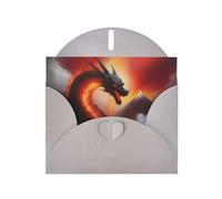 WZYWHJ Gray Holiday Greeting Card 6x4 in with Envelope for Christmas, Birthday, Valentine's Day, Party Invitation Dragon On Volcano Picture