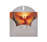 WZYWHJ Gray Holiday Greeting Card 6x4 in with Envelope for Christmas, Birthday, Valentine's Day, Party Invitation The Phoenix Reborn in Fire Printed