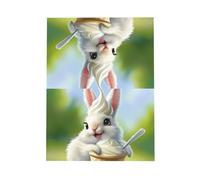 WZYWHJ Gray Holiday Greeting Card 6x4 in with Envelope for Christmas, Birthday, Valentine's Day, Party Invitation Bunny Eating Ice Cream Printed