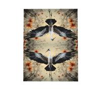 WZYWHJ Gray Holiday Greeting Card 6x4 in with Envelope for Christmas, Birthday, Valentine's Day, Party Invitation Cranes showing flight Printing