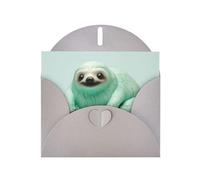 WZYWHJ Gray Holiday Greeting Card 6x4 in with Envelope for Christmas, Birthday, Valentine's Day, Party Invitation animal sloth mint green Pattern