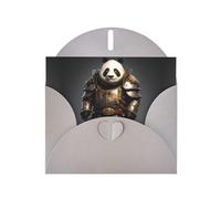 WZYWHJ Gray Holiday Greeting Card 6x4 in with Envelope for Christmas, Birthday, Valentine's Day, Party Invitation Panda in armor Printed