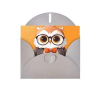 WZYWHJ Gray Holiday Greeting Card 6x4 in with Envelope for Christmas, Birthday, Valentine's Day, Party Invitation Clever Owl Picture