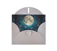 WZYWHJ Gray Holiday Greeting Card 6x4 in with Envelope for Christmas, Birthday, Valentine's Day, Party Invitation Moon under the sea Printed