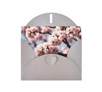 WZYWHJ Gray Holiday Greeting Card 6x4 in with Envelope for Christmas, Birthday, Valentine's Day, Party Invitation Blooming Cherry Blossoms Pattern