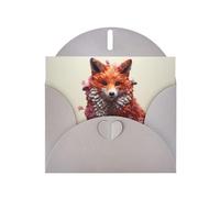 WZYWHJ Gray Holiday Greeting Card 6x4 in with Envelope for Christmas, Birthday, Valentine's Day, Party Invitation Creative fox sculpture Printed