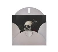 WZYWHJ Gray Holiday Greeting Card 6x4 in with Envelope for Christmas, Birthday, Valentine's Day, Party Invitation Skeletons in the dead flowers Printed