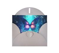 WZYWHJ Gray Holiday Greeting Card 6x4 in with Envelope for Christmas, Birthday, Valentine's Day, Party Invitation Curious Butterfly Printed