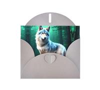 WZYWHJ Gray Holiday Greeting Card 6x4 in with Envelope for Christmas, Birthday, Valentine's Day, Party Invitation Wolf Printing