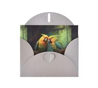 WZYWHJ Gray Holiday Greeting Card 6x4 in with Envelope for Christmas, Birthday, Valentine's Day, Party Invitation Loving parrots on a branch Printed