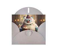 WZYWHJ Gray Holiday Greeting Card 6x4 in with Envelope for Christmas, Birthday, Valentine's Day, Party Invitation The little monster holding the cake Printed