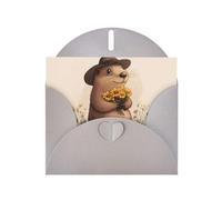WZYWHJ Gray Holiday Greeting Card 6x4 in with Envelope for Christmas, Birthday, Valentine's Day, Party Invitation Romantic Groundhog Picture