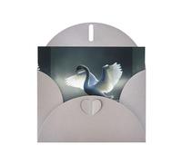 WZYWHJ Gray Holiday Greeting Card 6x4 in with Envelope for Christmas, Birthday, Valentine's Day, Party Invitation White swan Picture