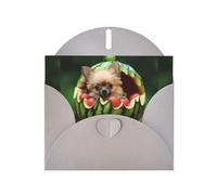 WZYWHJ Gray Holiday Greeting Card 6x4 in with Envelope for Christmas, Birthday, Valentine's Day, Party Invitation The puppy in the watermelon Printed