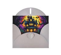 WZYWHJ Gray Holiday Greeting Card 6x4 in with Envelope for Christmas, Birthday, Valentine's Day, Party Invitation Castle of Terror Pattern