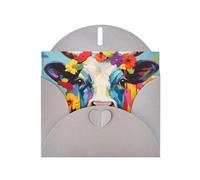 WZYWHJ Gray Holiday Greeting Card 6x4 in with Envelope for Christmas, Birthday, Valentine's Day, Party Invitation Cows with garlands Printing