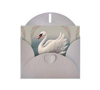 WZYWHJ Gray Holiday Greeting Card 6x4 in with Envelope for Christmas, Birthday, Valentine's Day, Party Invitation Nice Swan Prints