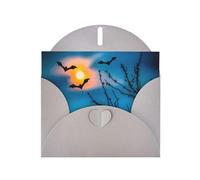WZYWHJ Gray Holiday Greeting Card 6x4 in with Envelope for Christmas, Birthday, Valentine's Day, Party Invitation Bat Under Night Sky Printing